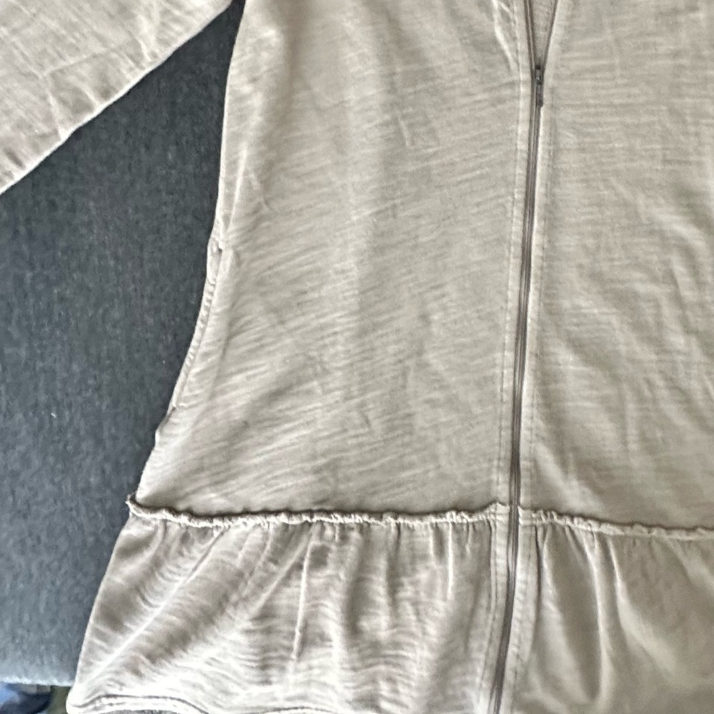 Pure Jill Hoodie Zip Sweatshirt Jacket Oversized Cotton Terry Ruffle Hem - Picture 4 of 9